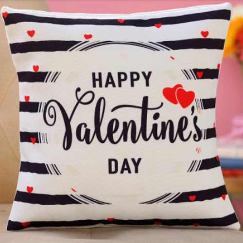 Personalised Valentine Day Striped Cushion